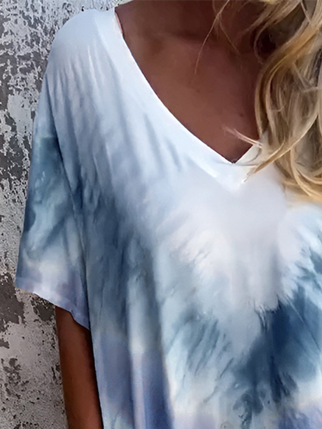 Full Size Pocketed Tie-Dye Short Sleeve Dress - -