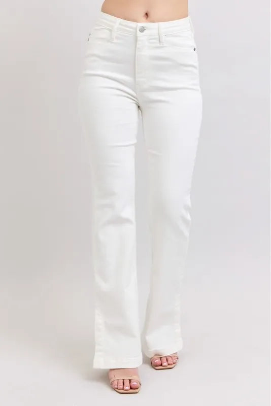 Judy Blue Full Size High Waist Side Slit Slim Bootcut Jeans Plus Size.
