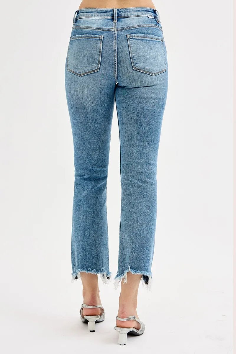 RISEN Full Size High Rise Crop Straight Slim Jeans Plus Size - -