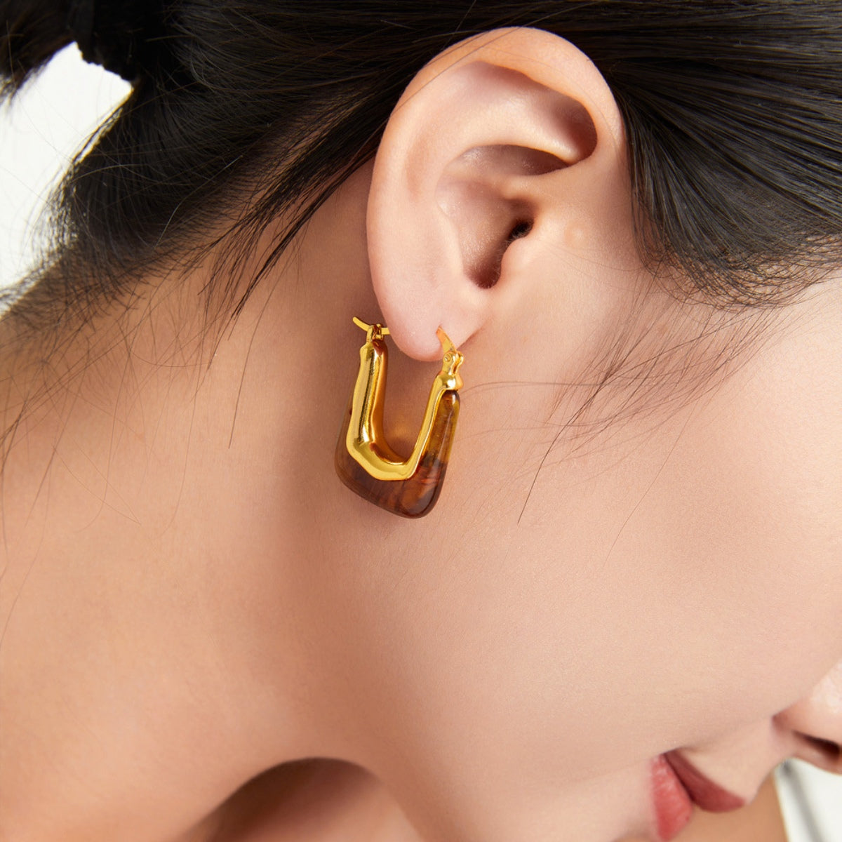 Modern Resin U Shape Earrings - -