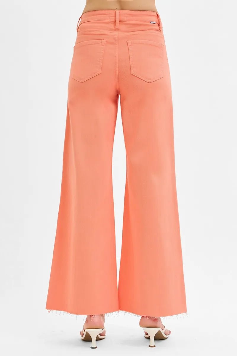 RISEN Full Size Tummy Control High Rise Wide Leg Palazzo Jeans Plus Size - -