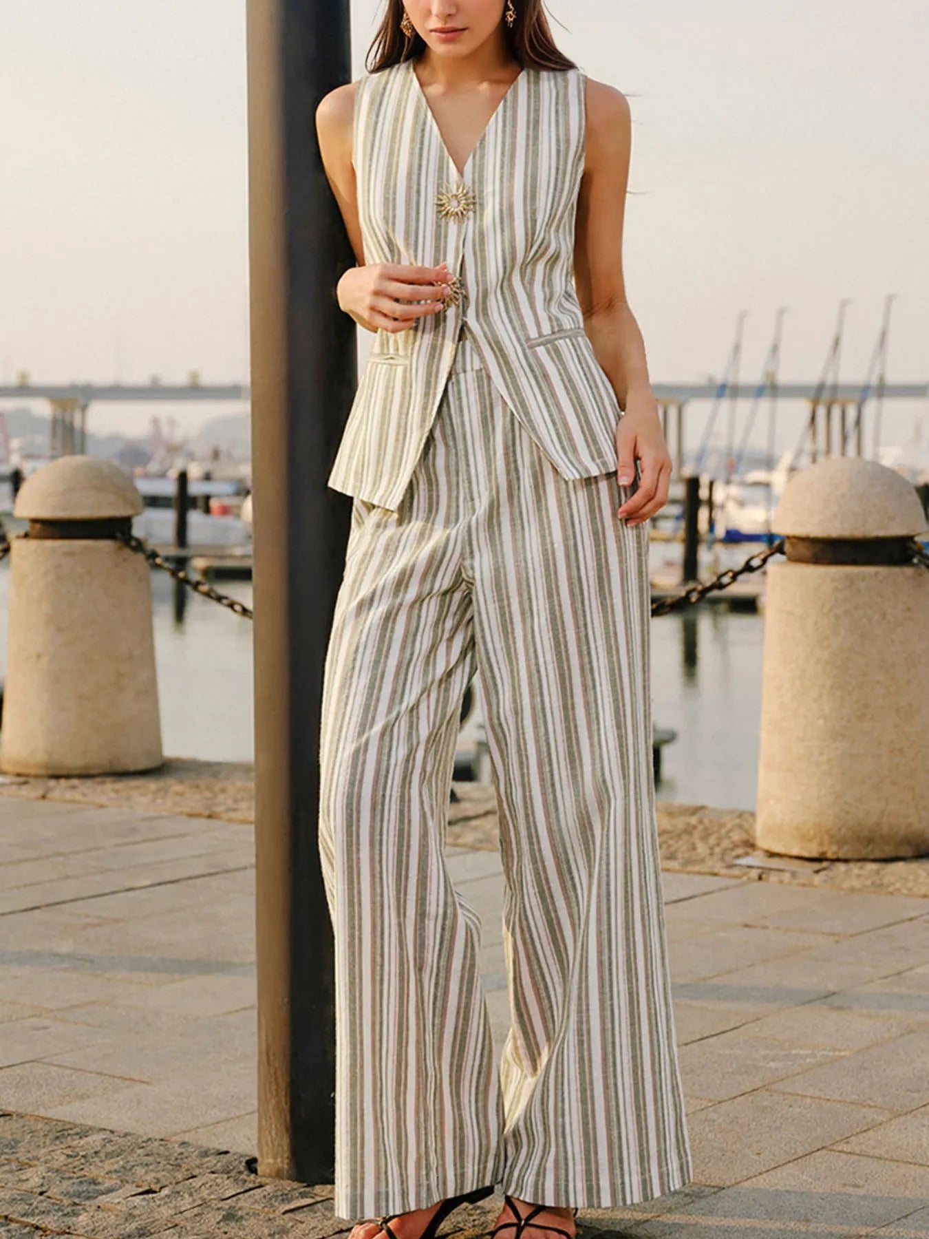 Luxe Striped Coordinated Set - Elevated Two - Piece Ensemble – | Shannon’s Chique Boutique