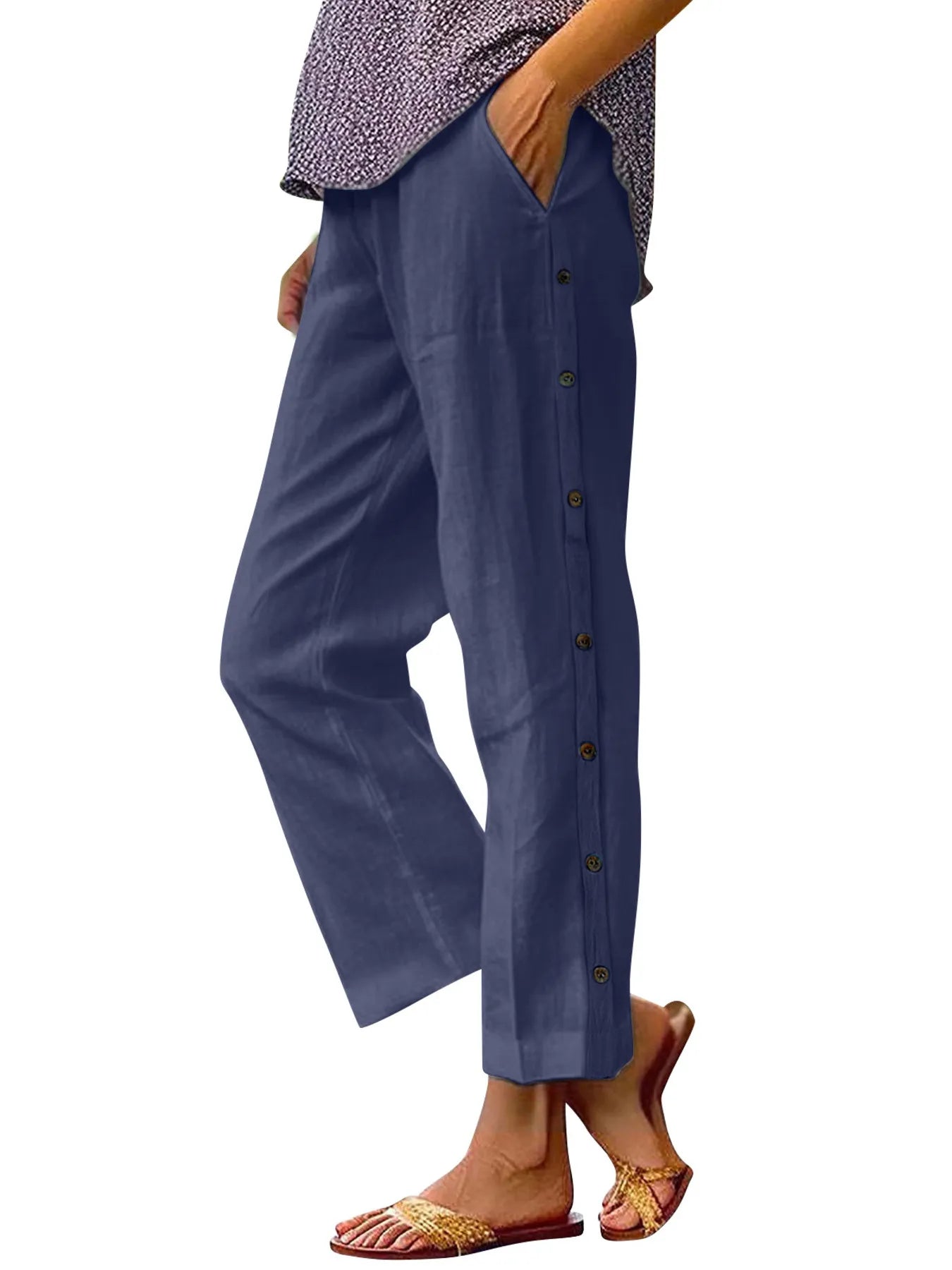Coastal Stroll – Button Linen Pants – | Shannon’s Chique Boutique