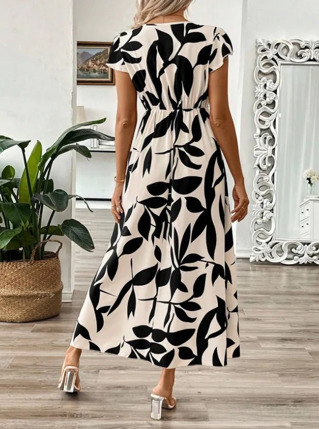 Printed Surplice Wrap Midi Dress - Flattering Wrap Dress – | Shannon’s Chique Boutique