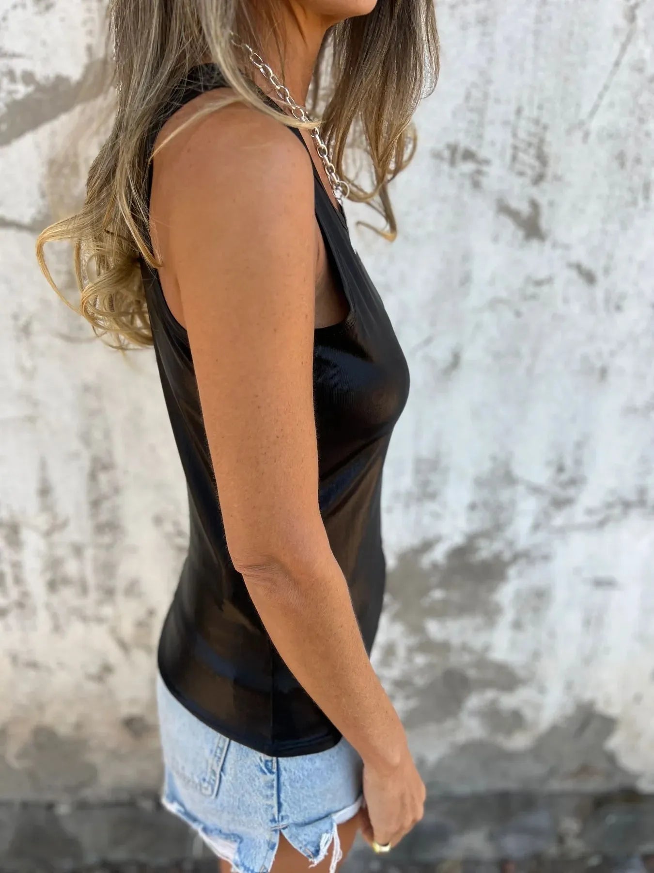 Full Size Round Neck Tank Top Plus Size - -
