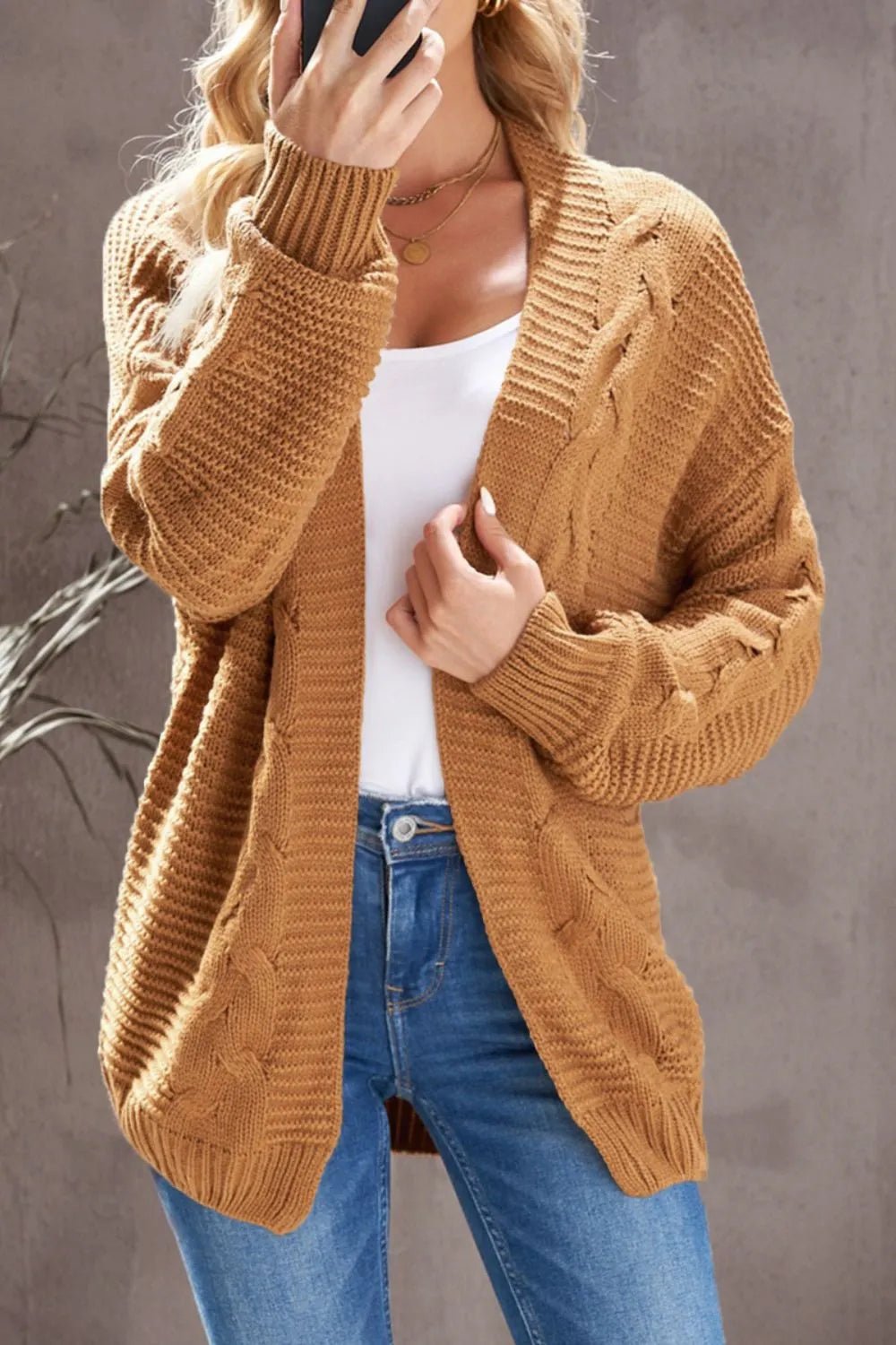 Cable - Knit Open Front Cardigan - Cozy Knitwear – | Shannon’s Chique Boutique