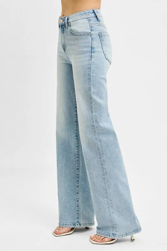 RISEN High Rise Wide Leg 90's Jeans.