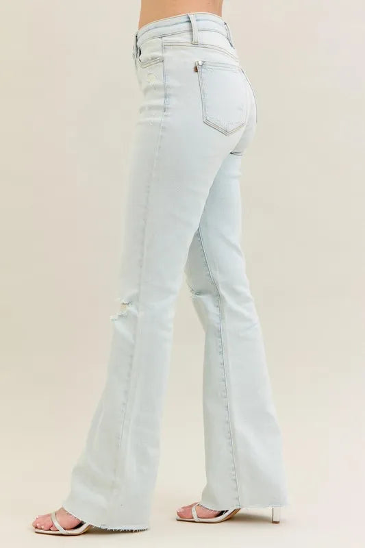Judy Blue Full Size Destroy & Fray Hem Bootcut Jeans Plus Size - -