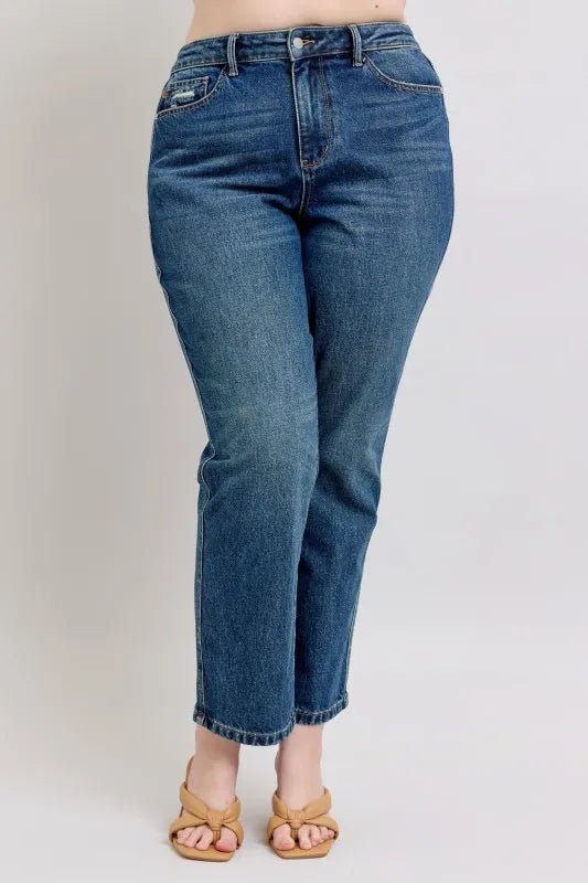 Judy Blue Full Size High Waisted Rigid Magic Non - destroy Straight Leg Jeans Plus Size – | Shannon’s Chique Boutique