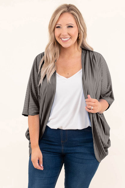 Plus Size Ribbed Cocoon Cover Up - -