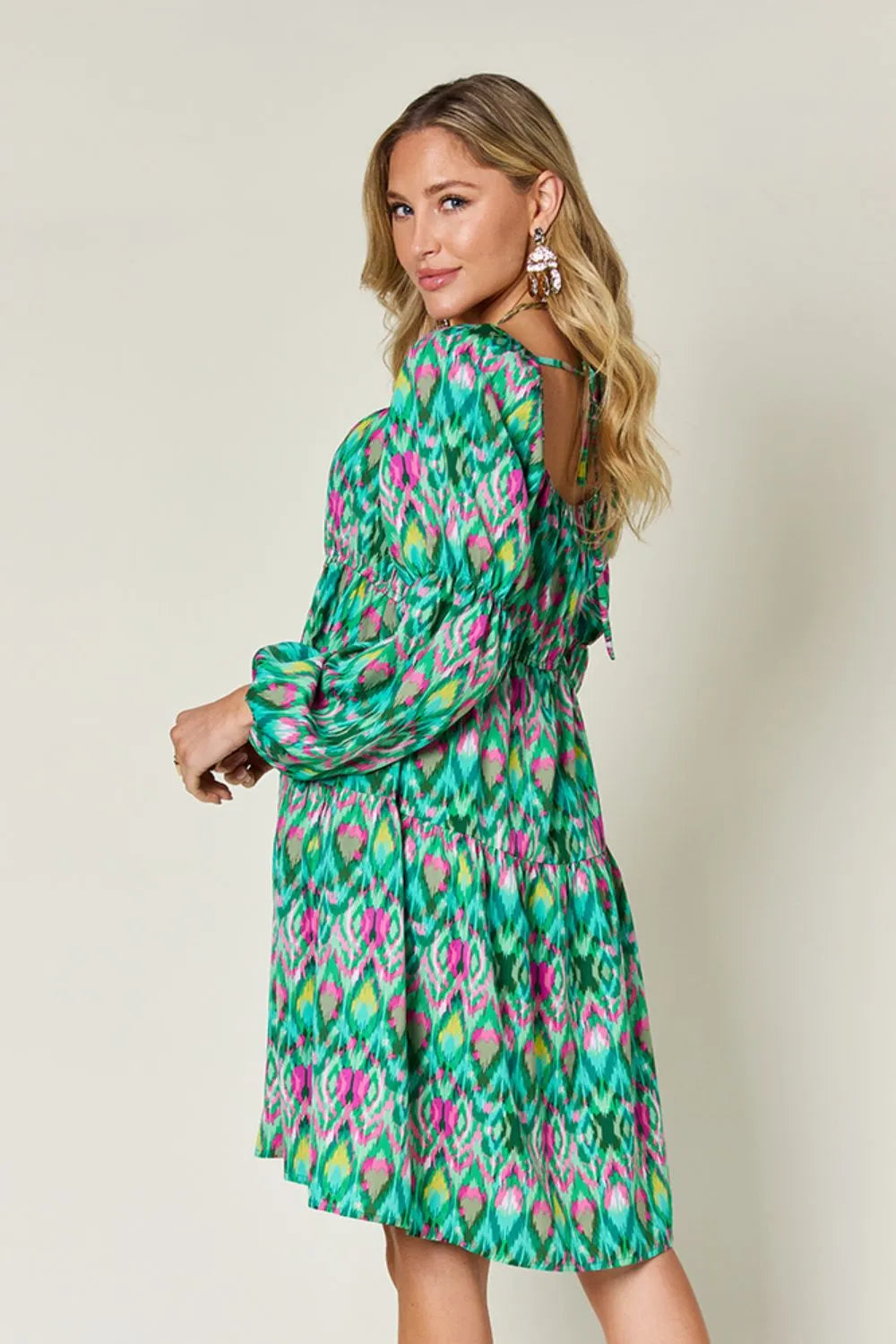 Double Take Full Size Printed Long Sleeve Dress – | Shannon’s Chique Boutique