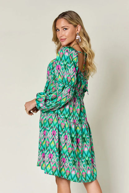Double Take Full Size Printed Long Sleeve Dress – | Shannon’s Chique Boutique