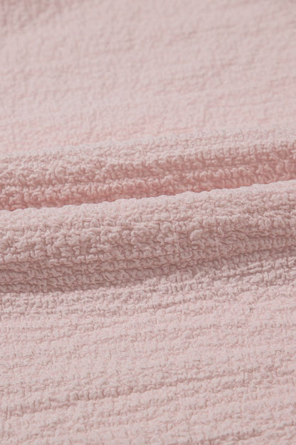 Textured Bow Knot Frilled Butterfly Sleeve Blouse - -