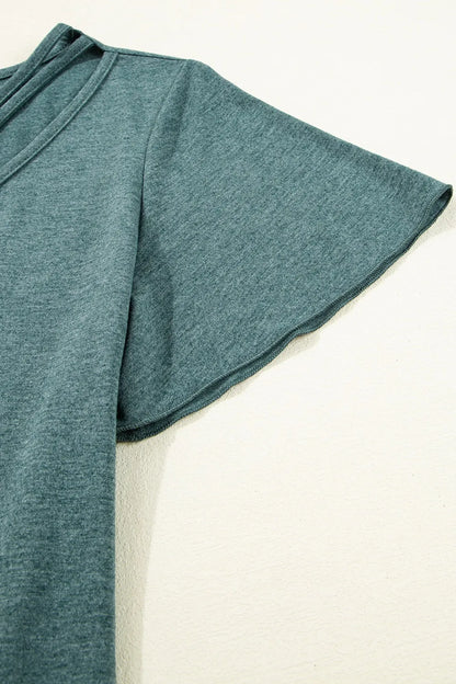 V-Neck Short Sleeve T-Shirt - -