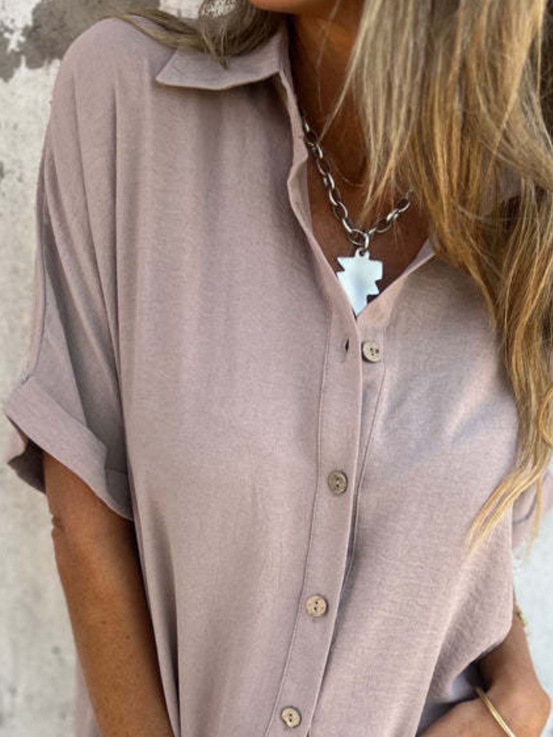Full Size Button Down Short Sleeve Shirt Plus Size - -