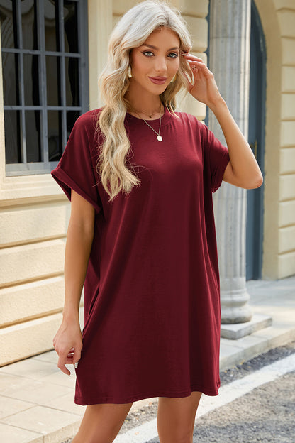 Florira Short Sleeve Mini Dress with Pockets - -