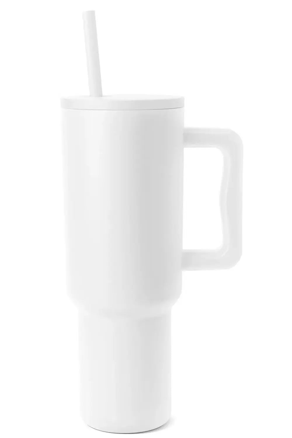 Monochromatic Stainless Steel Tumbler with Matching Straw - White One Size -