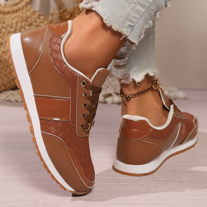 Lace-Up PU Leather Sneakers