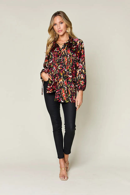 Double Take Full Size Printed Button Up Long Sleeve Shirt – | Shannon’s Chique Boutique
