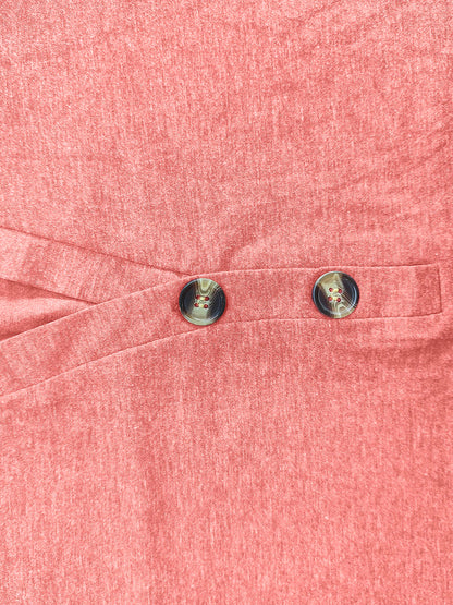 Full Size Notched Long Sleeve T-Shirt - -