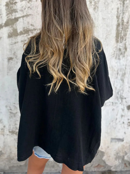 Full Size One Button Long Sleeve Shirt Plus Size - -