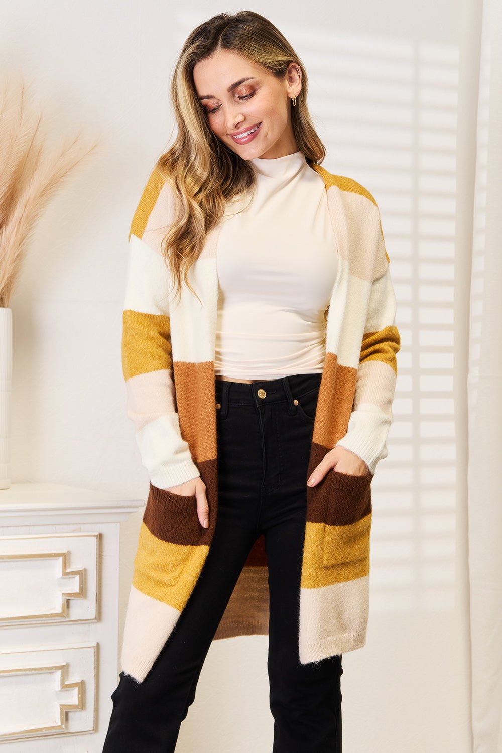 Woven Right Color Block Dropped Shoulder Cardigan – | Shannon’s Chique Boutique