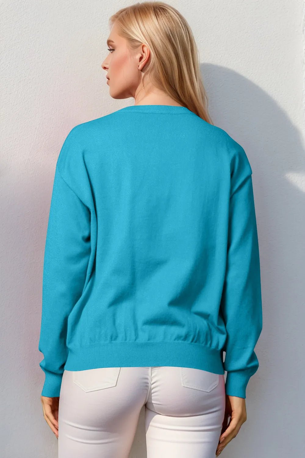 Double Take Full Size Nutcracker Sequin Long Sleeve Sweater - -