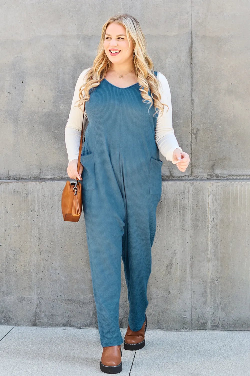 Double Take Full Size Sleeveless Straight Jumpsuit - -