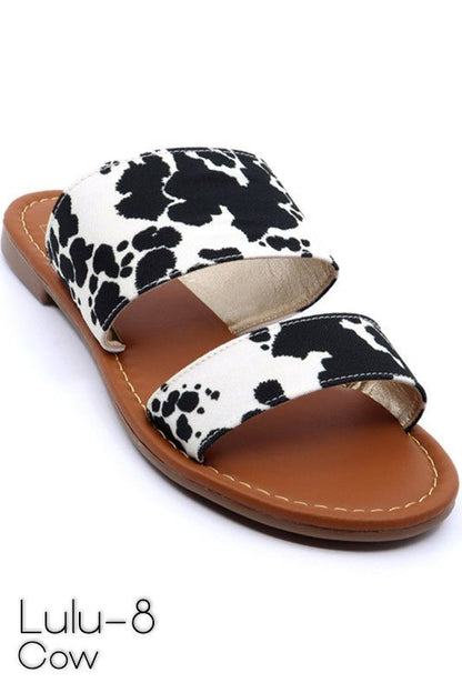 Two Band Slide Sandal - Cow -