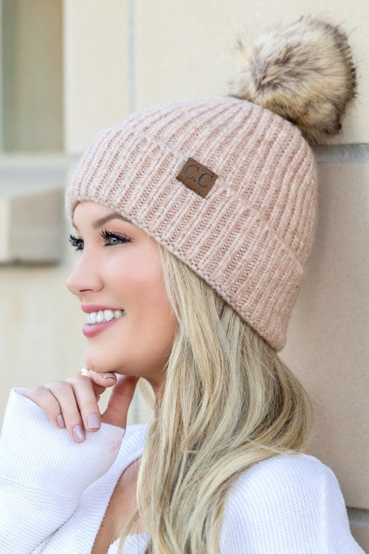 CC Cozy Marled Pom Beanie