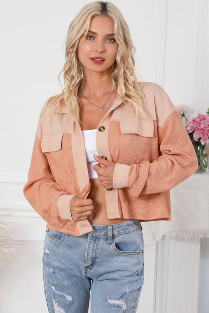 Button Down Dropped Shoulder Jacket - Watermelon pink -