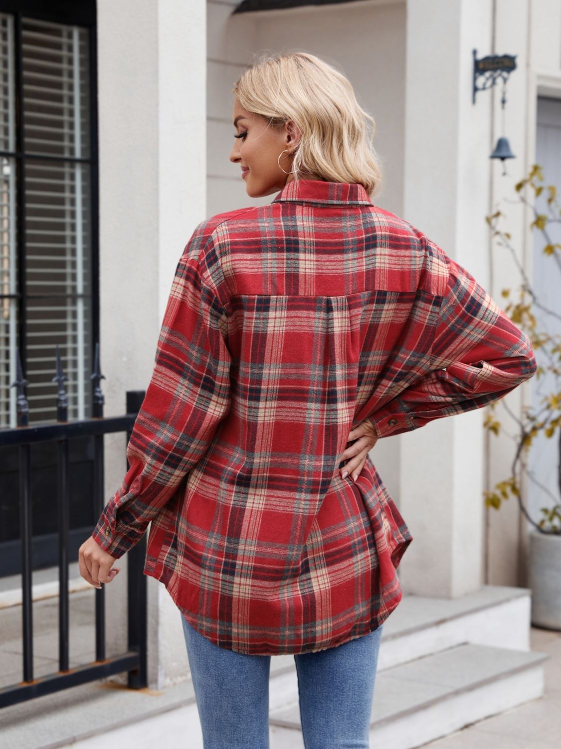 Mandy Plaid Button Up Long Sleeve Shirt - -