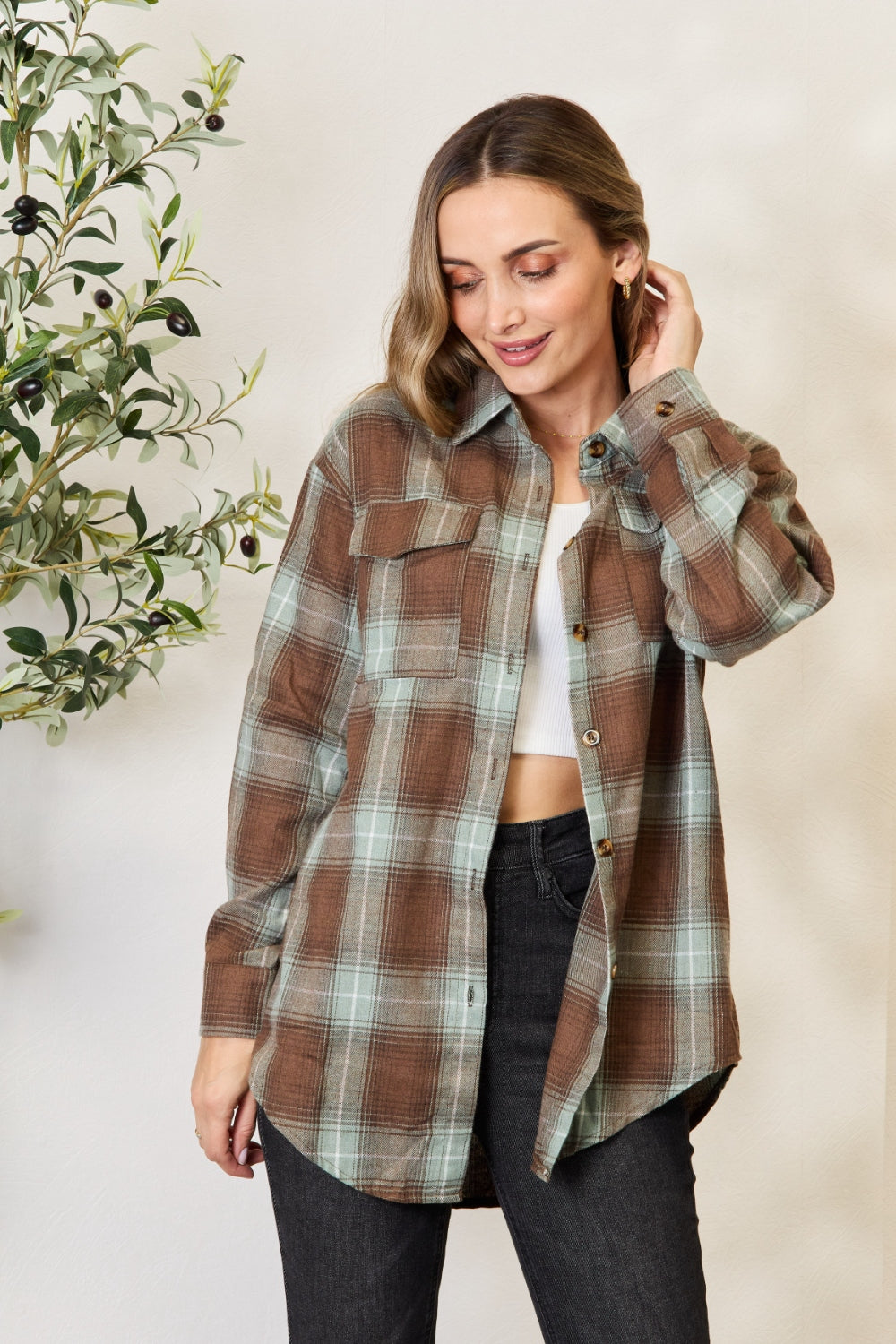 Plaid Dropped Shoulder Shirt