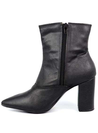 Pointed Toe Bootie with a Block Heel - -