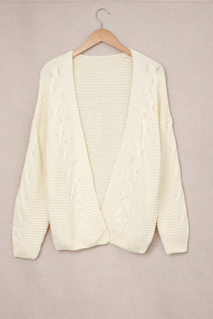 Cable - Knit Open Front Cardigan - Cozy Knitwear – | Shannon’s Chique Boutique