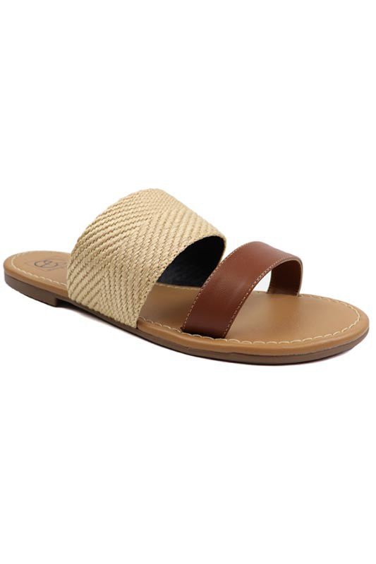 Two Band slide Sandal - TAN COMBO -