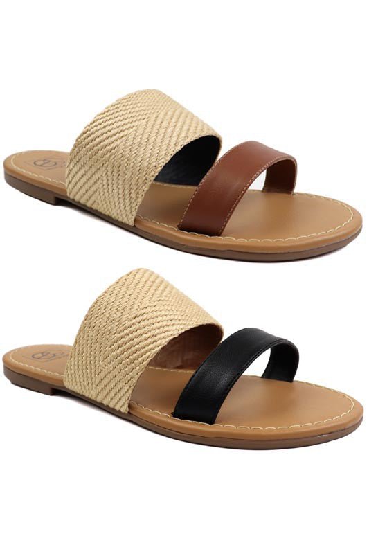 Two Band slide Sandal - -