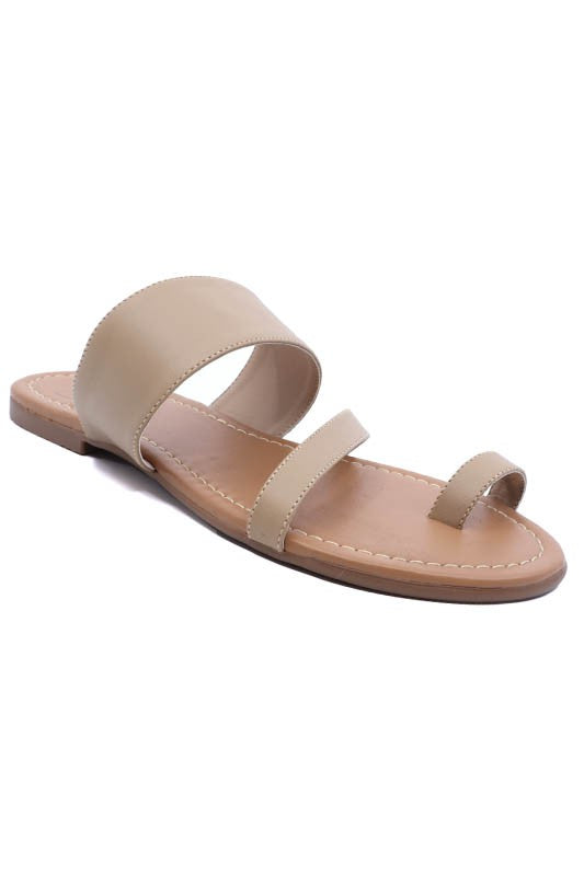 Toe ring Slide Sandal - Nude -