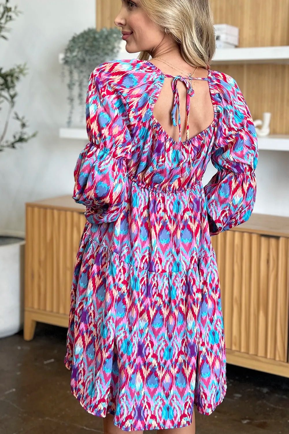 Double Take Full Size Printed Long Sleeve Dress – | Shannon’s Chique Boutique