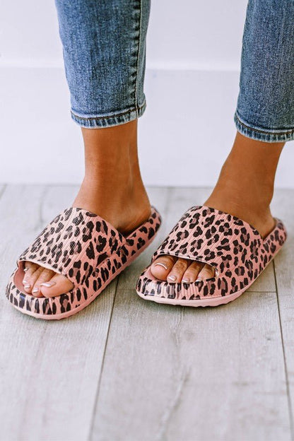 Leopard Print Thick Sole Slip On Slippers – | Shannon’s Chique Boutique