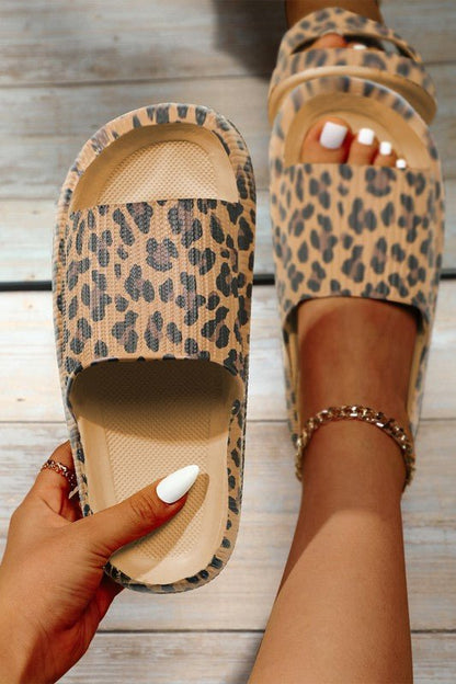 Leopard Print Thick Sole Slip On Slippers – | Shannon’s Chique Boutique