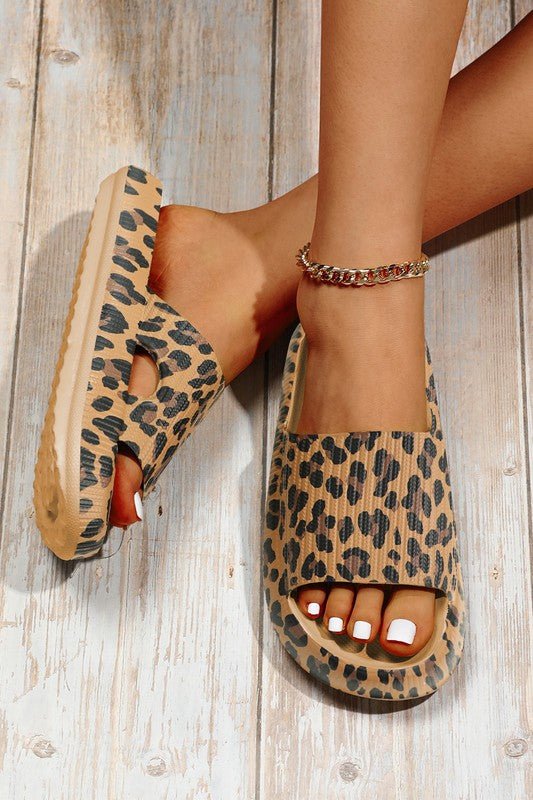 Leopard Print Thick Sole Slip On Slippers – | Shannon’s Chique Boutique