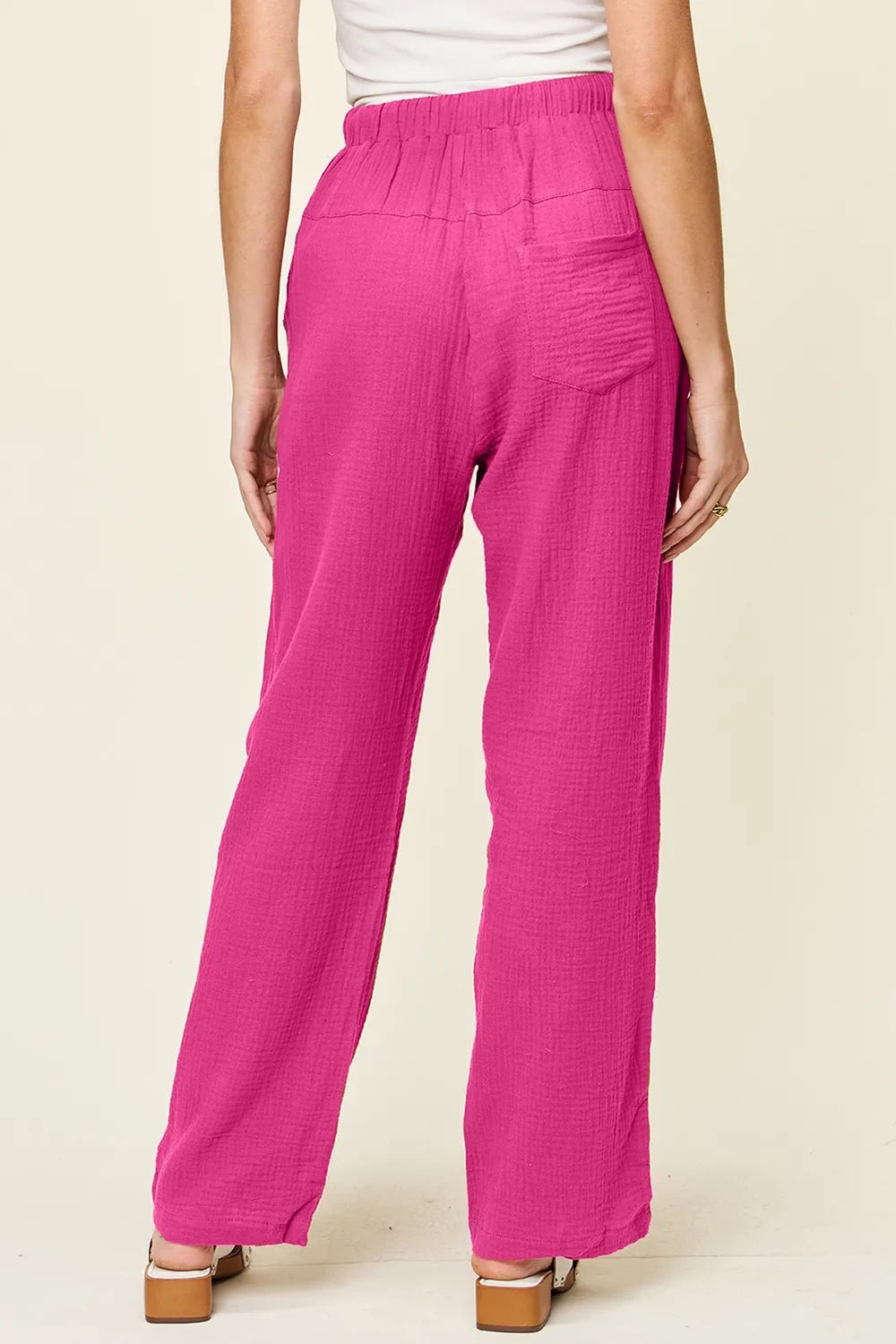 Double Take Full Size Texture Drawstring Straight Pants – | Shannon’s Chique Boutique