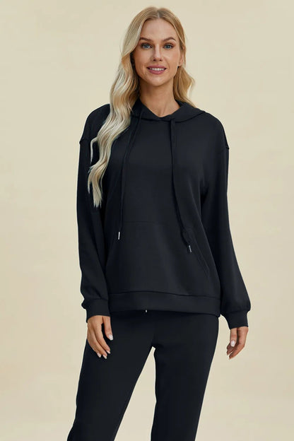 Basic Bae Full Size Air Scuba Drawstring Long Sleeve Hoodie with Kangaroo Pocket – | Shannon’s Chique Boutique