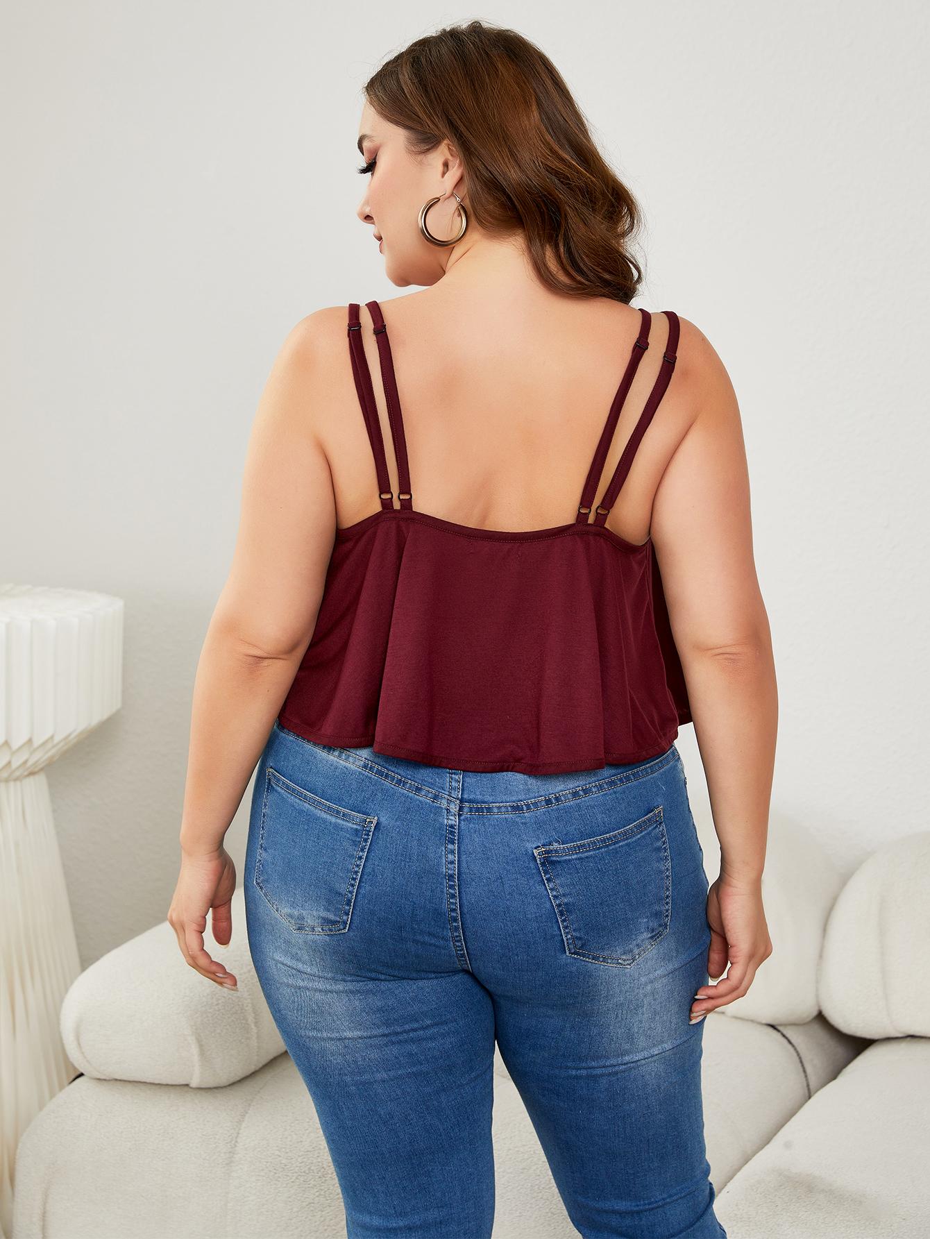 Plus Size Double-Strap Scoop Neck Cami - -