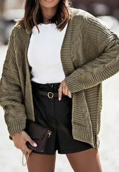 Cable - Knit Open Front Cardigan - Cozy Knitwear – | Shannon’s Chique Boutique