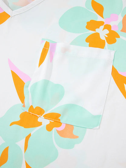 Floral Print Loose Fit V Neck Half Sleeve Blouse – | Shannon’s Chique Boutique