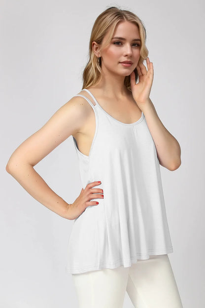 Basic Bae Bamboo Scoop Neck Double Spaghetti Straps Cami - White -
