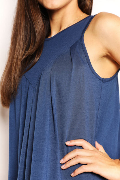 Perfee Round Neck Sleeveless Mini Dress - -