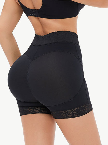 Full Size Zip-Up Lace Trim Shaping Shorts - -